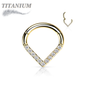 Titanium Hinged Chevron w/ Front Facing Gems or Pearls