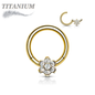 Titanium Hinged Ring 16G with Front Facing Flower Gem
