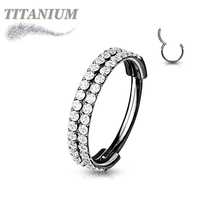 Titanium Hinged Rubg w/ Outward Side Face Double CZ Row