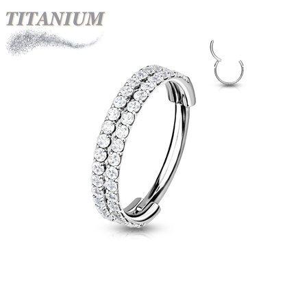 Titanium Hinged Rubg w/ Outward Side Face Double CZ Row