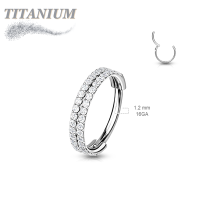 Titanium Hinged Rubg w/ Outward Side Face Double CZ Row