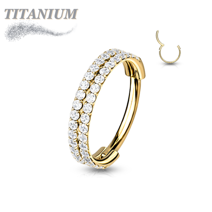 Titanium Hinged Rubg w/ Outward Side Face Double CZ Row