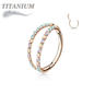 Titanium Hinged Ring with Outer Facing Double Lined CZ