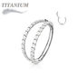 Titanium Hinged Ring with Outer Facing Double Lined CZ