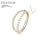 Titanium Hinged Ring with Outer Facing Double Lined CZ