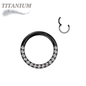 Titanium Hinged Ring with CNC Set CZ/Pearl Lined Paved Front