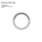 Titanium Hinged Ring with CNC Set CZ/Pearl Lined Paved Front