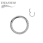 Titanium Hinged Ring with CNC Set CZ/Pearl Lined Paved Front