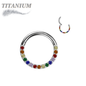 Titanium Hinged Ring with CNC Set CZ/Pearl Lined Paved Front