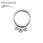 Titanium 3 Gem Front Facing Hinged Ring in CZ or Opal