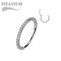 Titanium Hinged Nostril Ring with 3 Paved CZ Sides