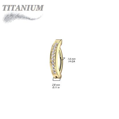 Titanium Hinged Belly Ring Wide Band with CNC Set CZ's