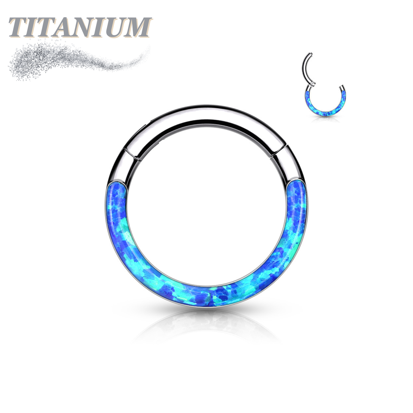 Titanium Hinged Rings w/ Opal Lined Front Facing Design