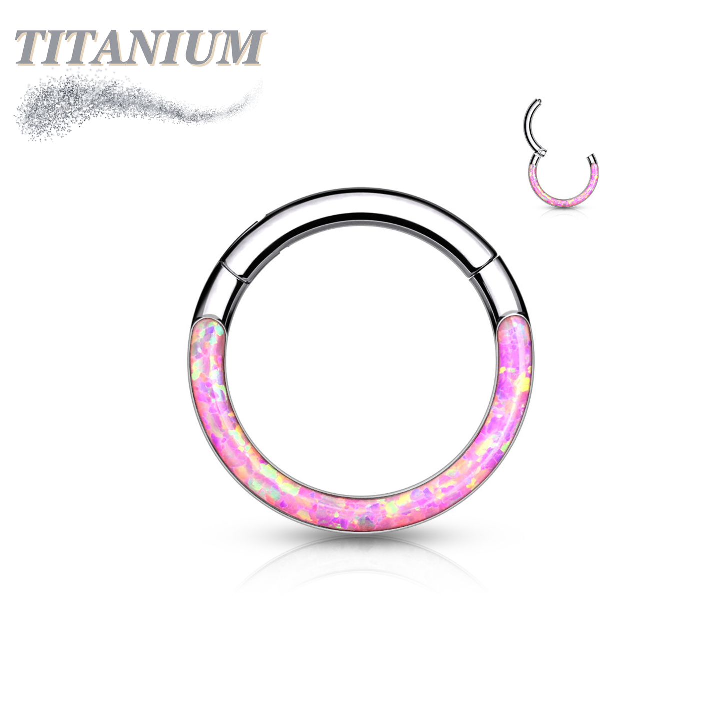 Titanium Hinged Rings w/ Opal Lined Front Facing Design
