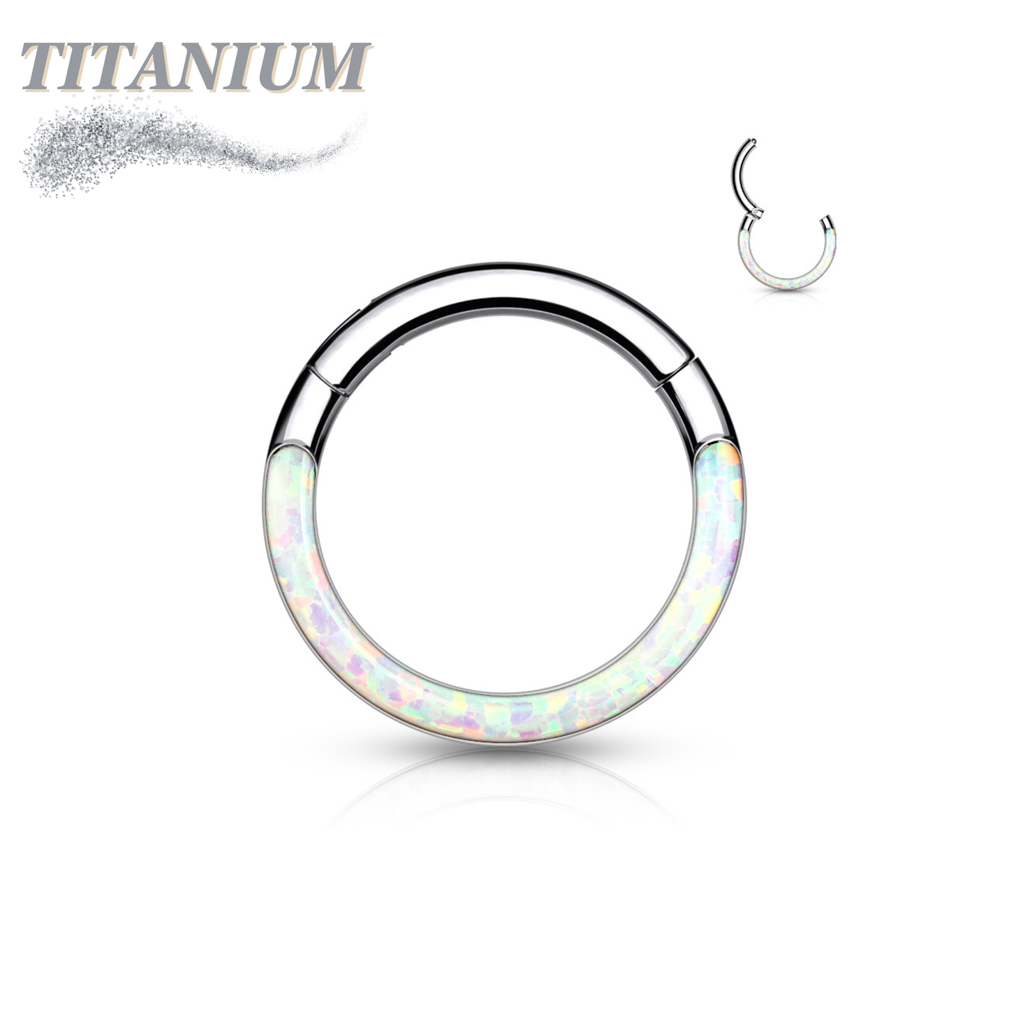 Titanium Hinged Rings w/ Opal Lined Front Facing Design
