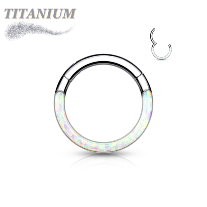 Titanium Hinged Rings w/ Opal Lined Front Facing Design
