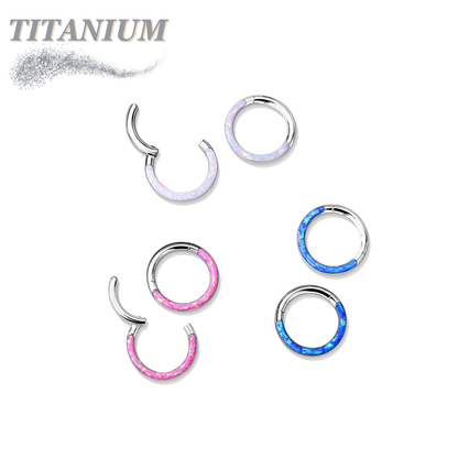 Titanium Hinged Rings w/ Opal Lined Front Facing Design