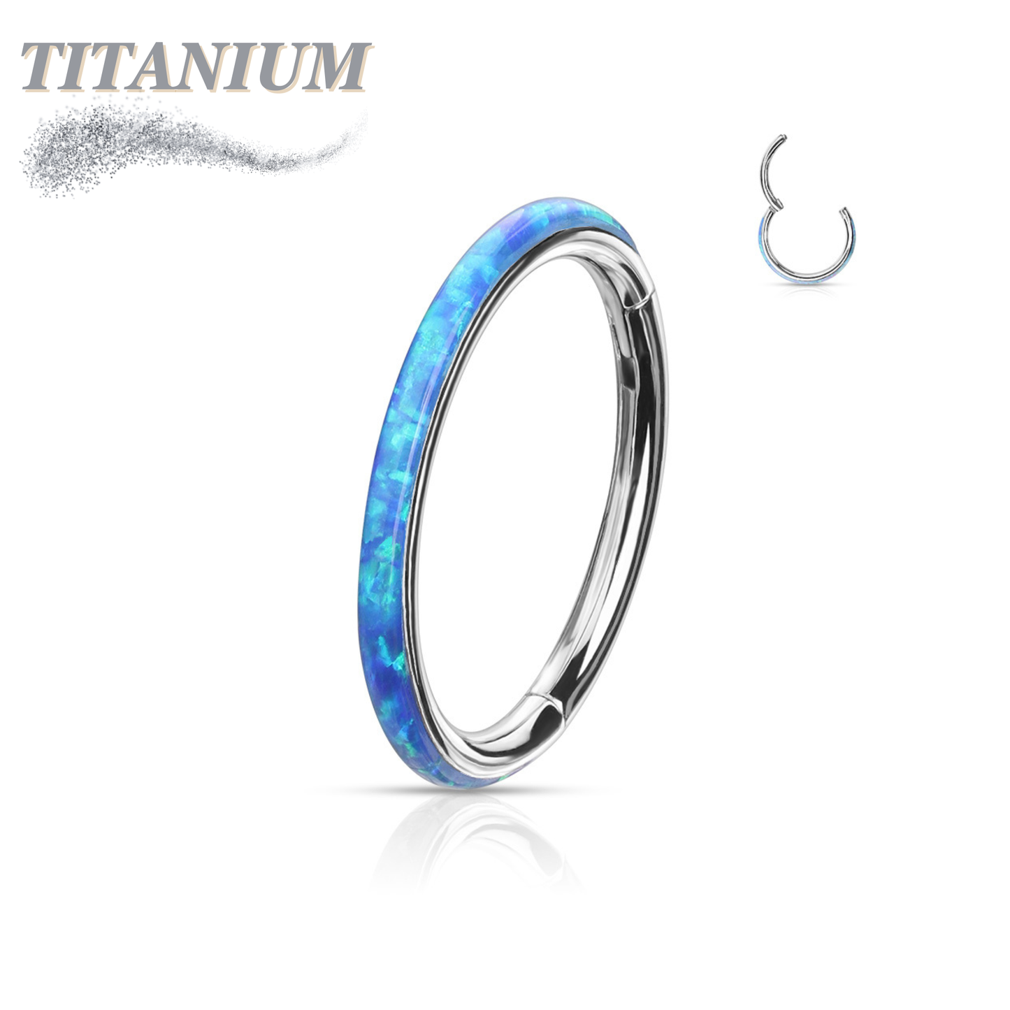 Titanium Hinged Rings w/ Outward Side Facing Opal (CLEARANCE)