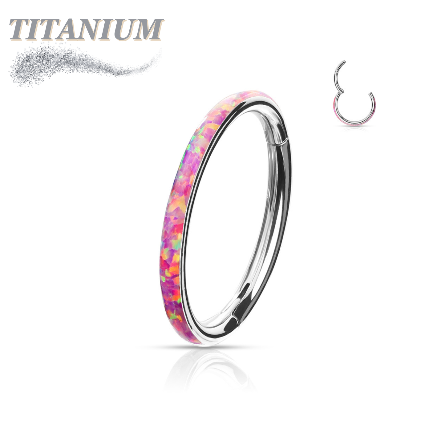 Titanium Hinged Rings w/ Outward Side Facing Opal (CLEARANCE)