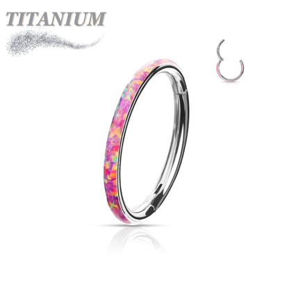 Titanium Hinged Rings w/ Outward Side Facing Opal (CLEARANCE)