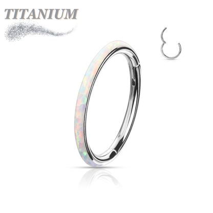 Titanium Hinged Rings w/ Outward Side Facing Opal (CLEARANCE)