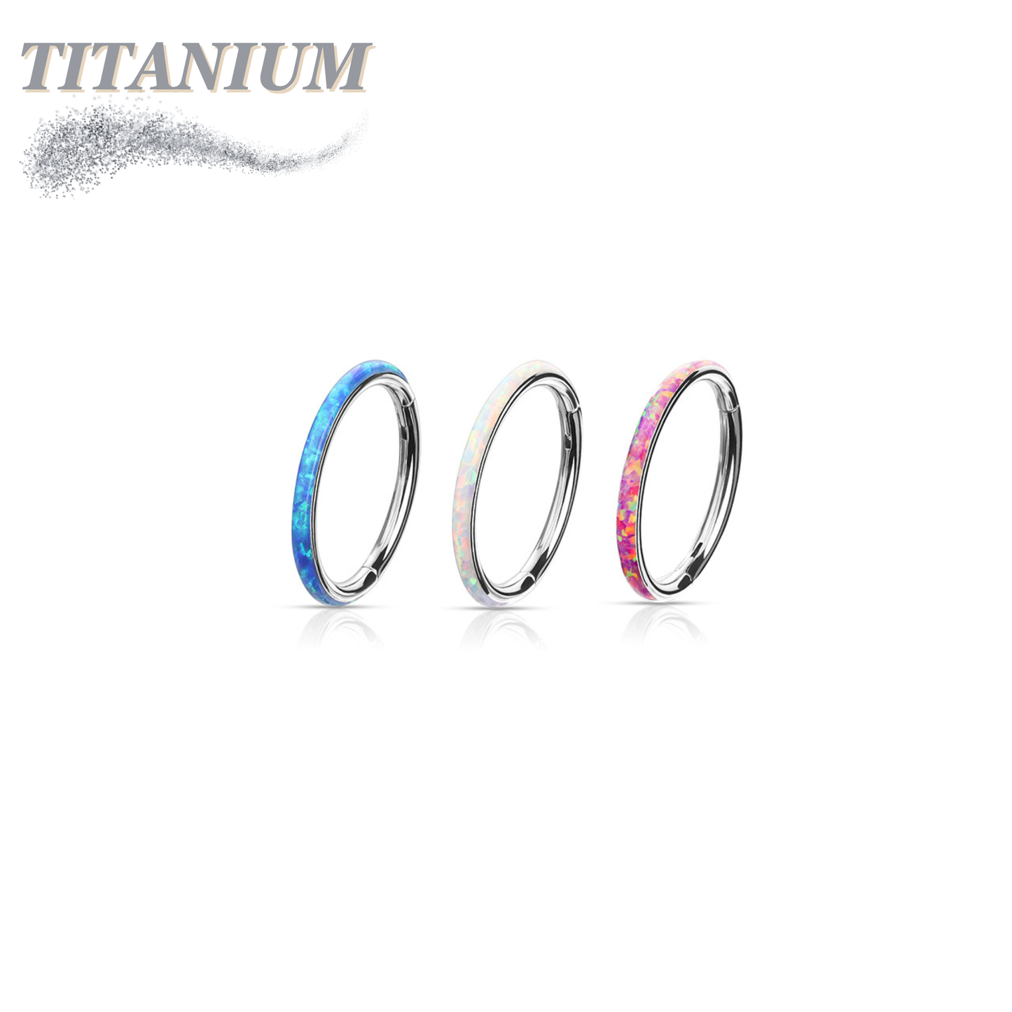 Titanium Hinged Rings w/ Outward Side Facing Opal (CLEARANCE)