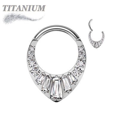 Titanium Hinged w/ Round and Baguette CNC Set CZs