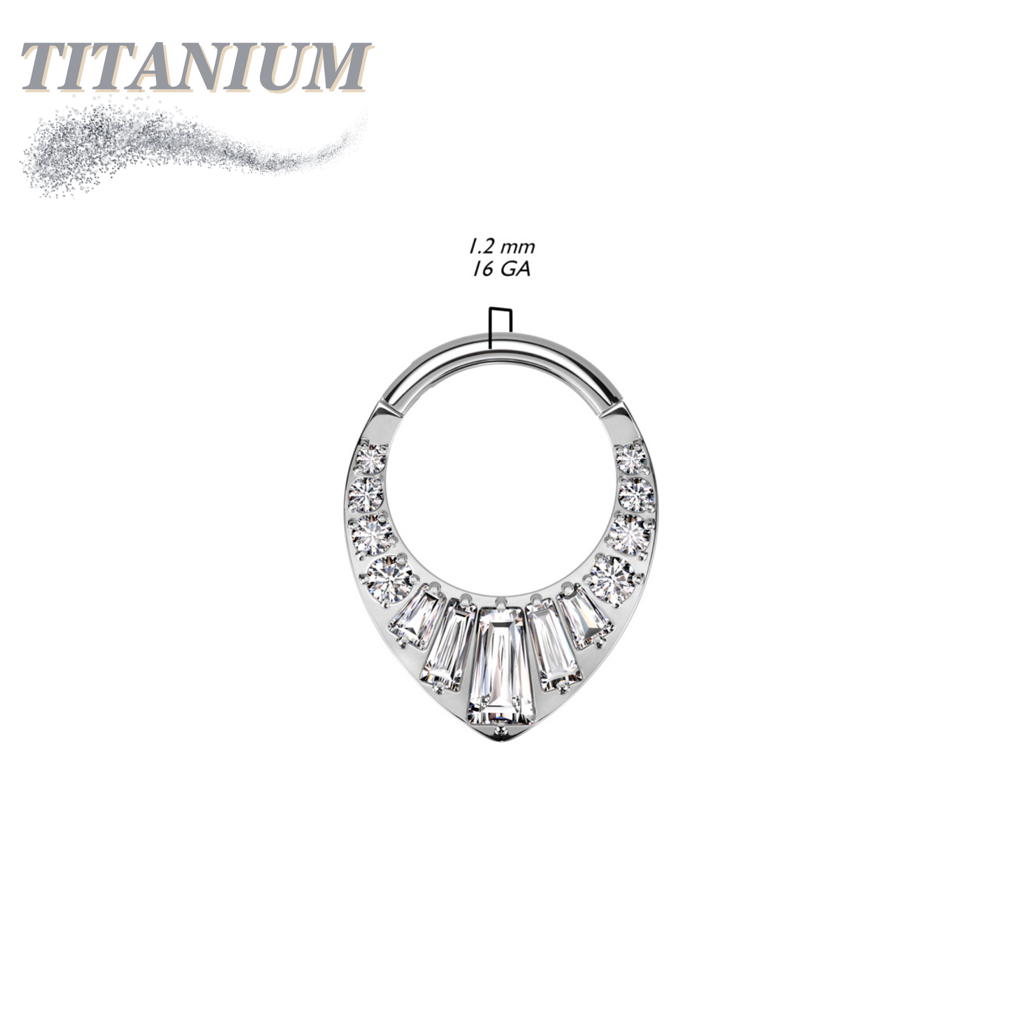 Titanium Hinged w/ Round and Baguette CNC Set CZs