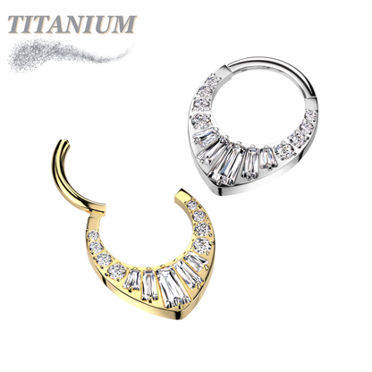 Titanium Hinged w/ Round and Baguette CNC Set CZs