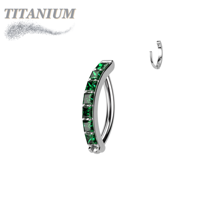Titanium Hinged CZ Band Ring in 16G for Brow & Rook