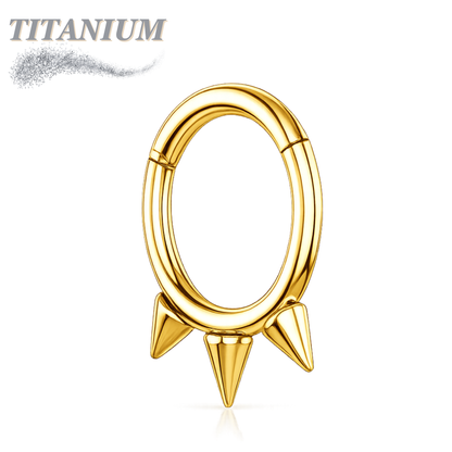 Titanium Hinged Ring with 3 Spikes