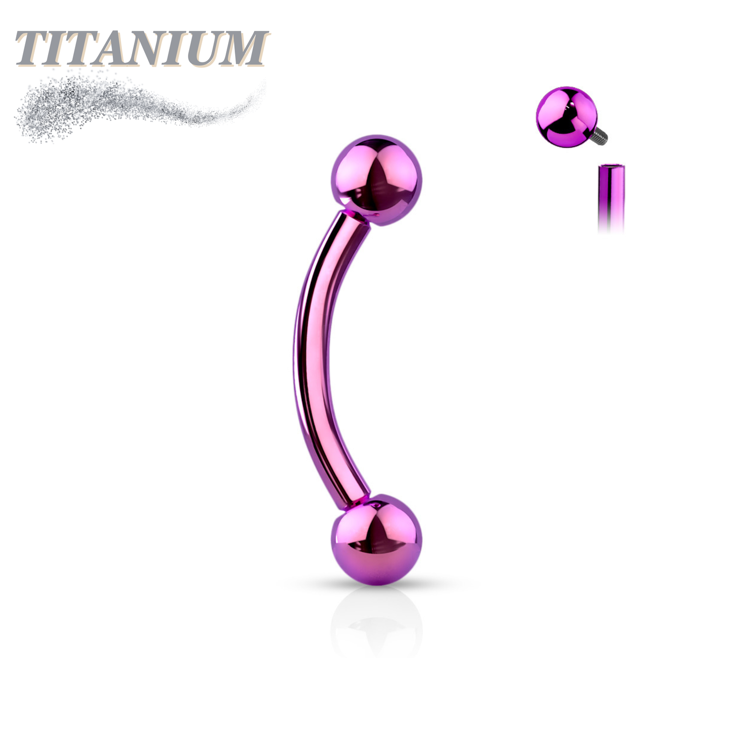 Titanium Internally Threaded Curved Barbell - Coloured