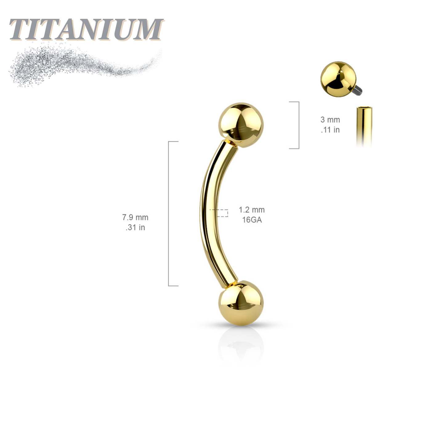 Titanium Internally Threaded Curved Barbell - Coloured