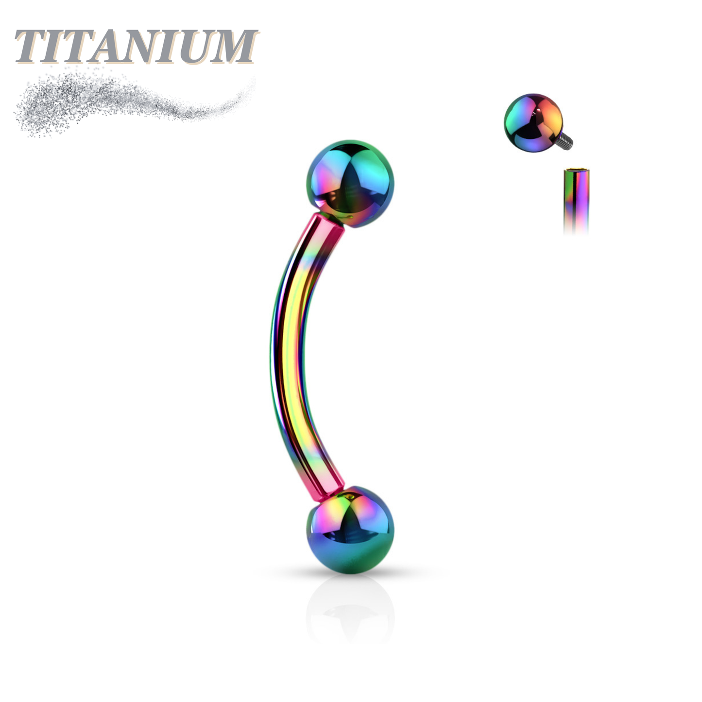 Titanium Internally Threaded Curved Barbell - Coloured