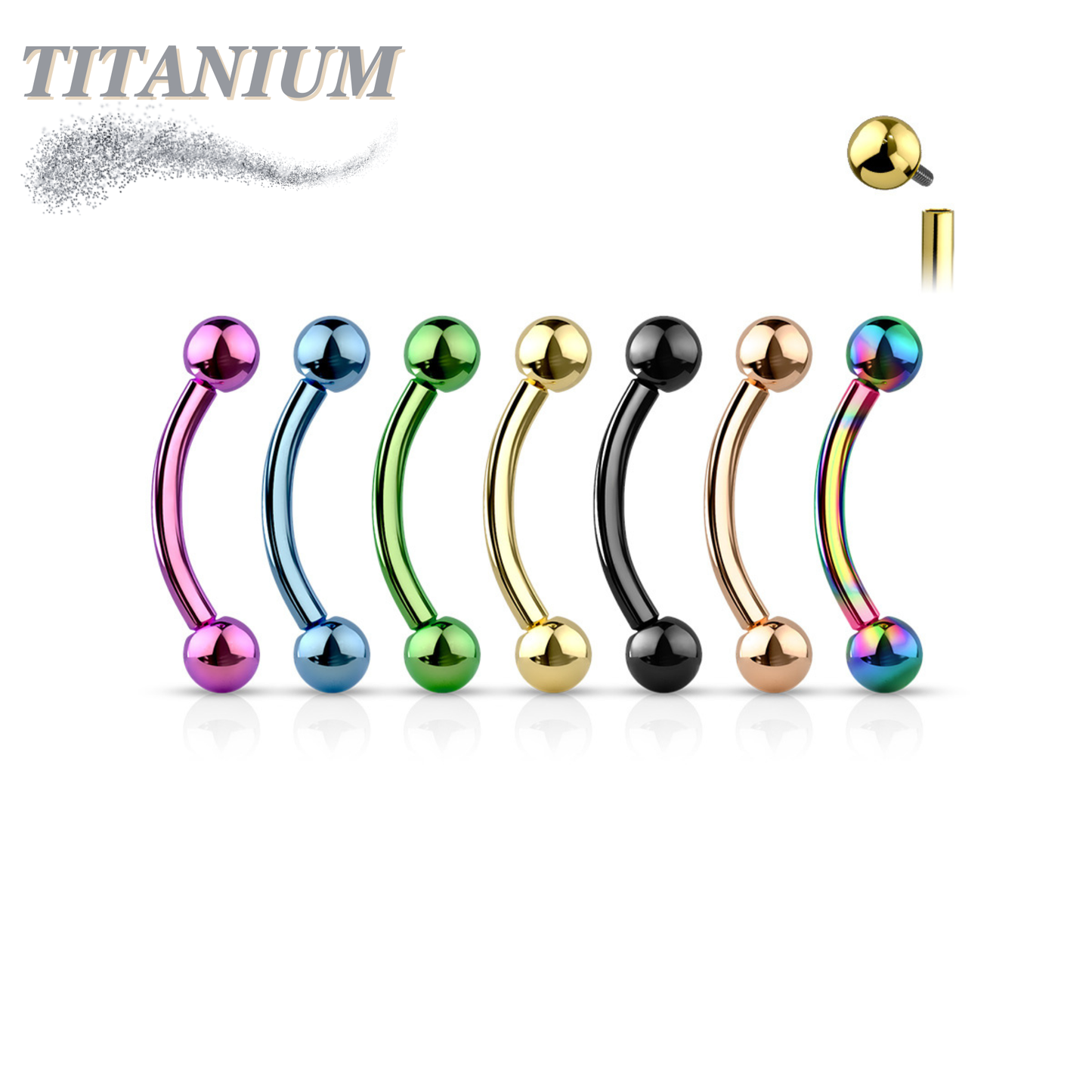 Titanium Internally Threaded Curved Barbell - Coloured