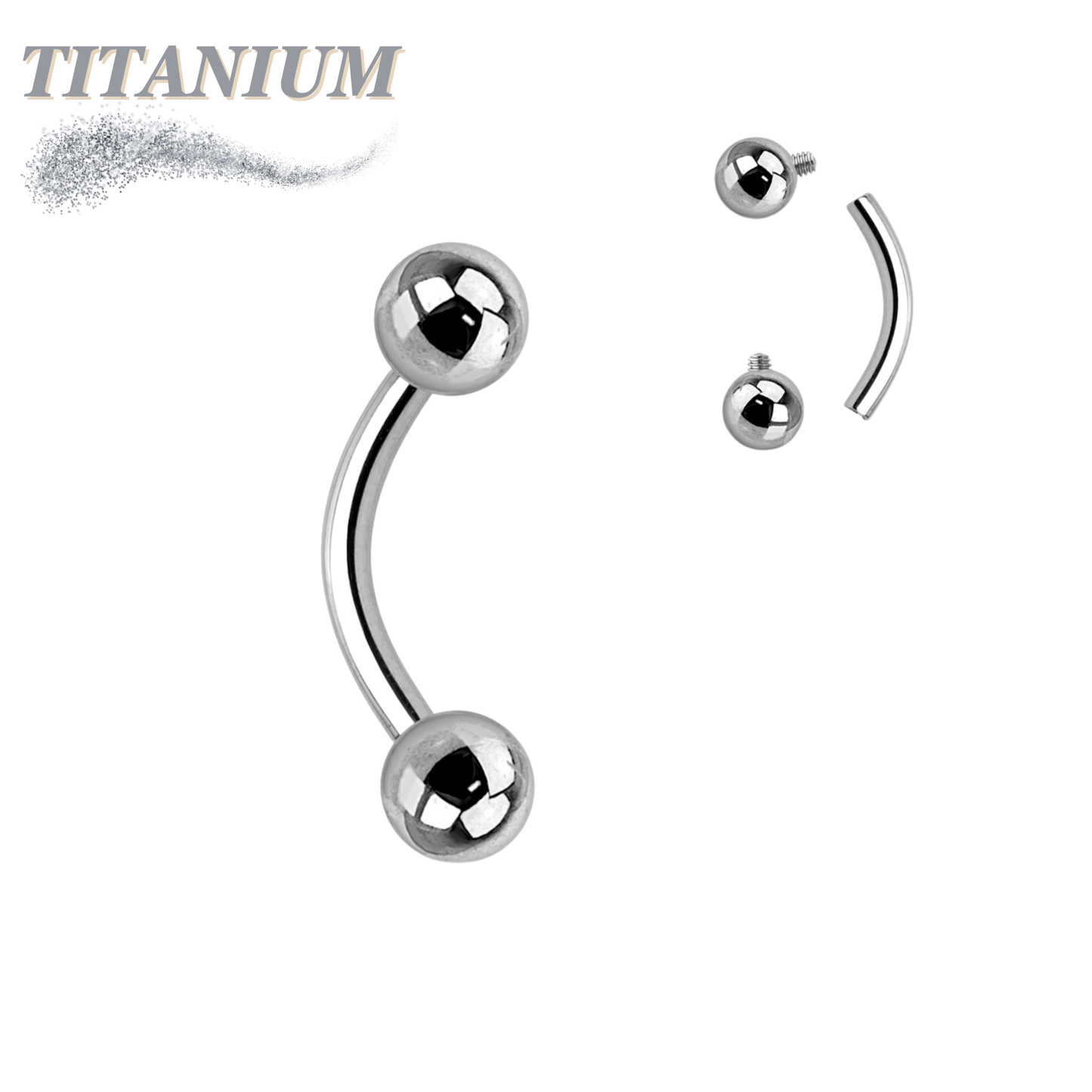 Titanium Internally Threaded Curved Barbell - Silver