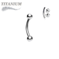Titanium Internally Threaded Curved Barbell w/ Clear Bezel Gem Balls