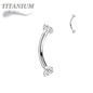 Titanium Internally Threaded Curved Barbells w/ Prong Gem Ends