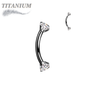 Titanium Internally Threaded Curved Barbells w/ Prong Gem Ends