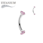 Titanium Internally Threaded Curved Barbells w/ Prong Gem Ends