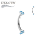 Titanium Internally Threaded Curved Barbells w/ Prong Gem Ends