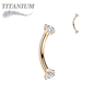 Titanium Internally Threaded Curved Barbells w/ Prong Gem Ends