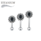 Titanium Internally Threaded Agate with Clusters Curved Barbell