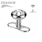 Titanium Internally Threaded Dermal Anchor w/ Clear Bezel Gem Top (2.5mm Rise)