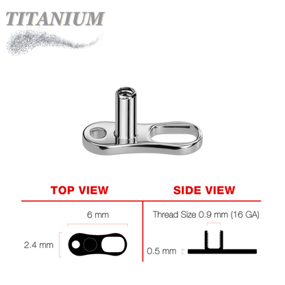 Titanium Internally Threaded 2 Hole Dermal Anchor (Base Only)