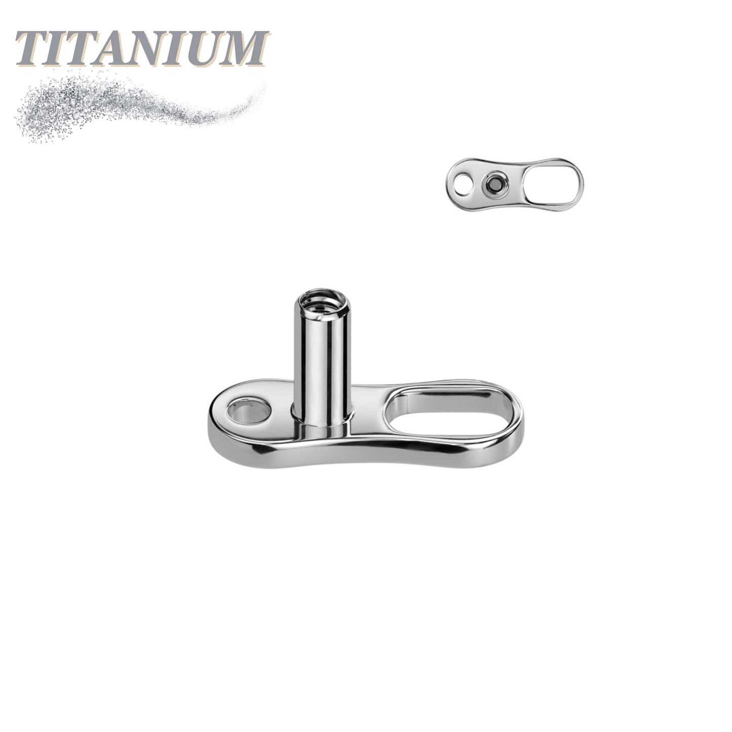 Titanium Internally Threaded 2 Hole Dermal Anchor (Base Only)