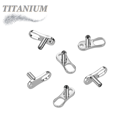 Titanium Internally Threaded 2 Hole Dermal Anchor (Base Only)