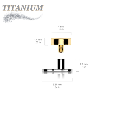 Titanium Internally Threaded 16G 3 Hole Dermal Anchor w/ Titanium Flat Round Top (2mm Rise)