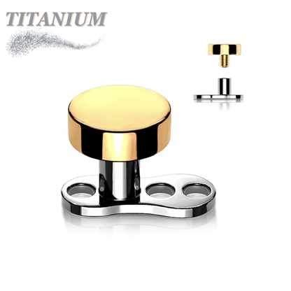 Titanium Internally Threaded 16G 3 Hole Dermal Anchor w/ Titanium Flat Round Top (2mm Rise)