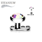 Titanium Internally Threaded 3 Hole Dermal Anchor w/ Titanium Flat Round Crystal Top (2mm Rise)